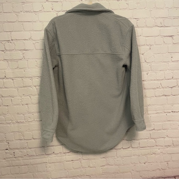 Joie Button Down Wooley Ladies Shacket, pockets, blue grey, Small, oversized - Picture 5 of 9